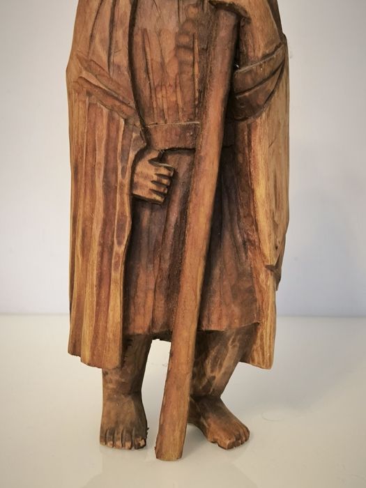 Rzeźba ludowa sygnowana Święty Krzysztof