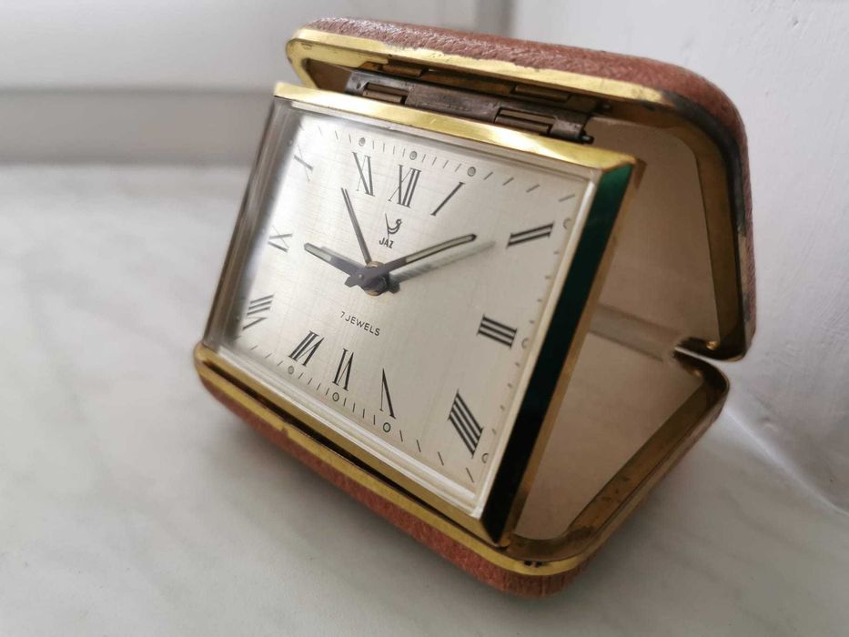Elegancki zegarek podróżny JAZ – mechaniczny 7 jewels vintage, sprawny