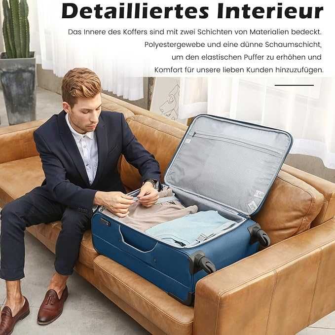 Walizka + torba zestaw 80 x 48 x 35 cm materiałowa