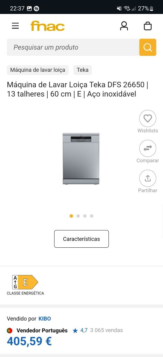 Máquina de Lavar Loiça Teka DFS 26650 | 13 talheres | 60 cm | E | Aço