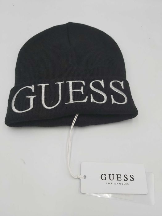 NOWA czapka zimowa GUESS  duże logo czarna L