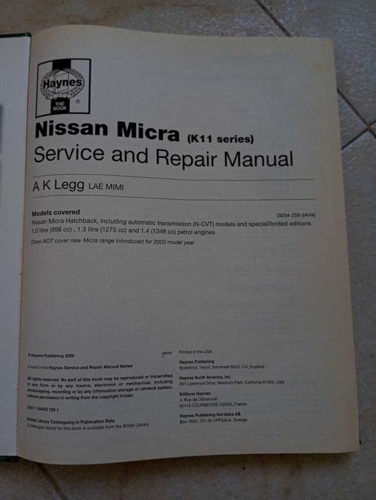 Manual Nissan Micra 1993 to 2002 Haynes Service and Repair Manual