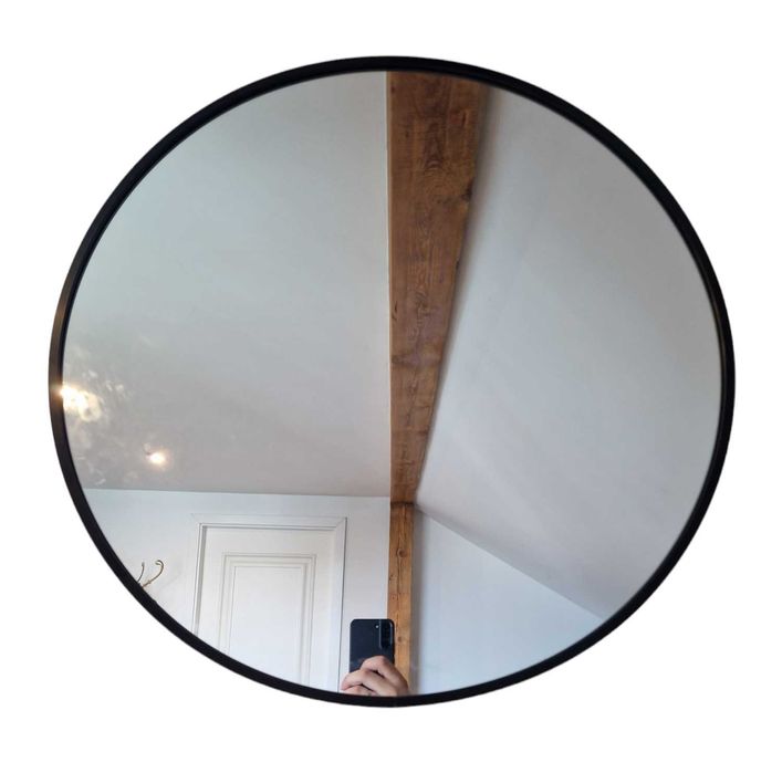 Lustro okrągłe w aluminiowej ramie loft
