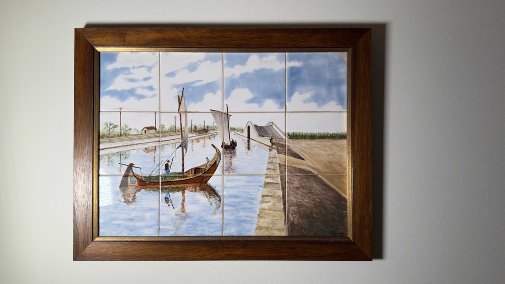 Conjunto de 5 quadros de azuleijo pintado à mão (Salinas de Aveiro)