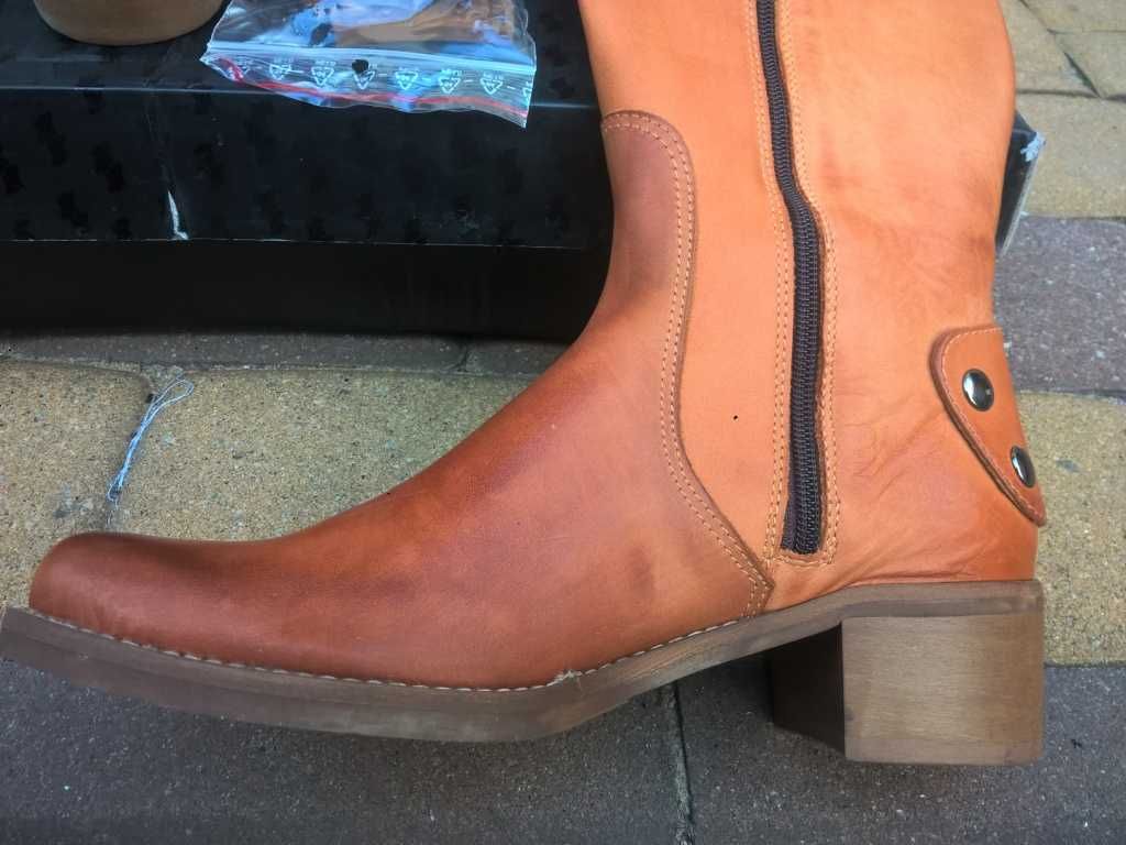 NOWE Buty-Kozaki OFICERKI Damskie38 Natural skóra100% BEŻ I-Klasa Gw6m