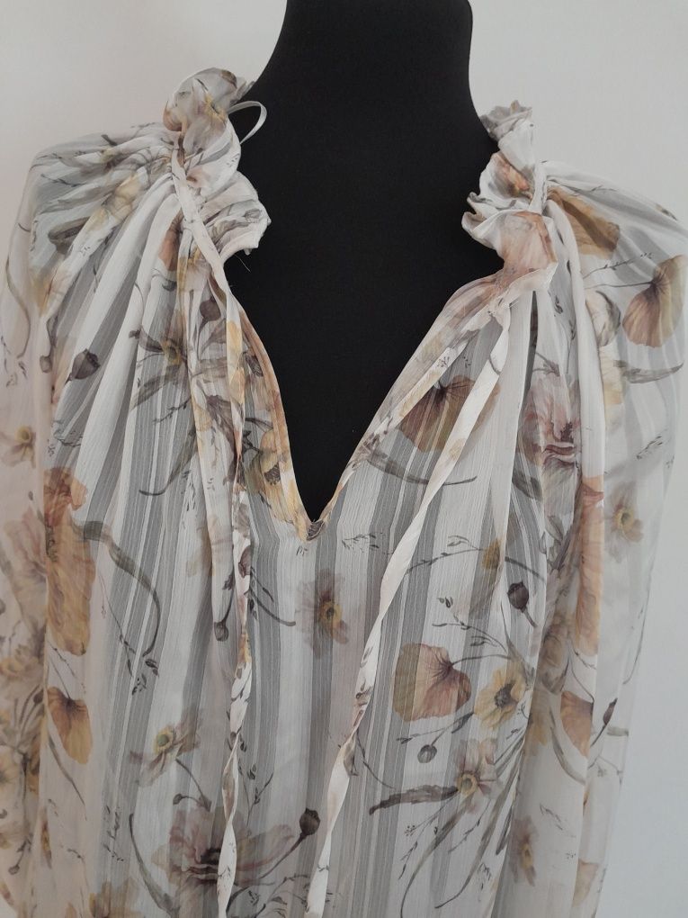 Bluzka koszulowa koszula transparentna w kwiaty kwiecista 3XL 46 XXL 4