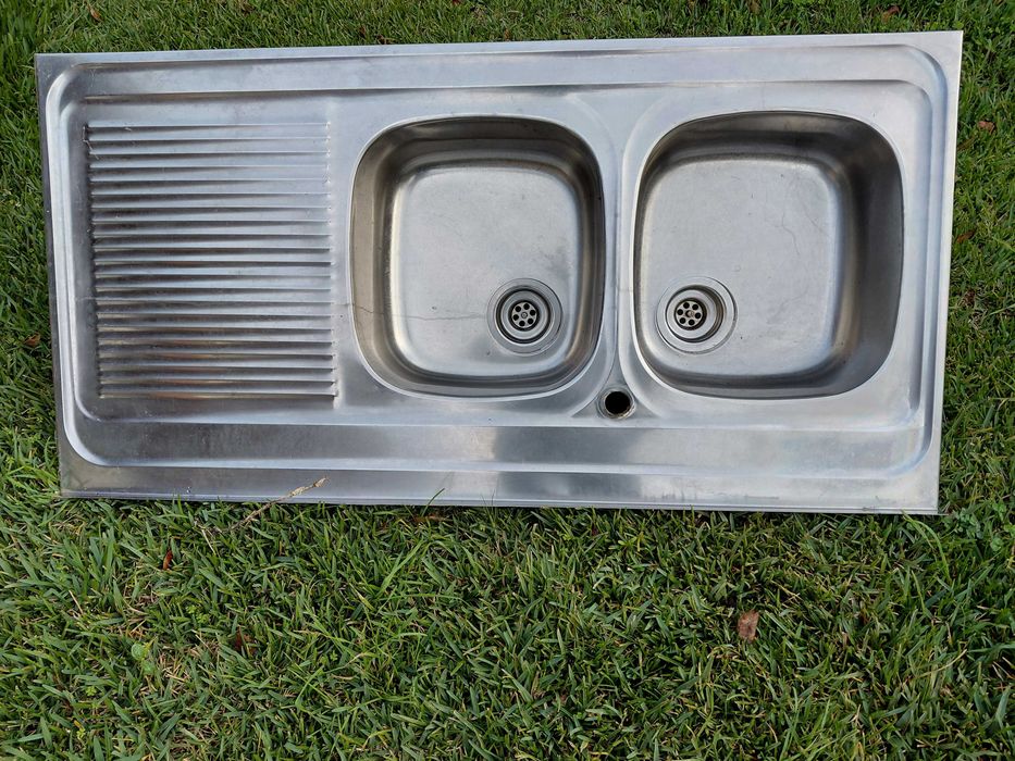 Pia dupla inox usada bom preço.