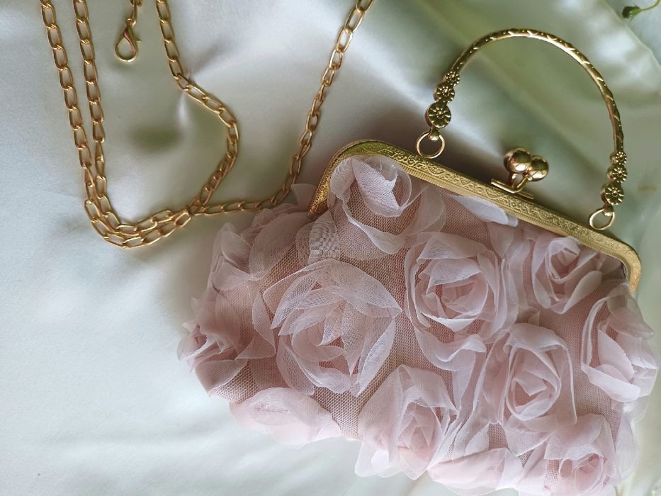 Torebka Wieczorowa - Różowe róże