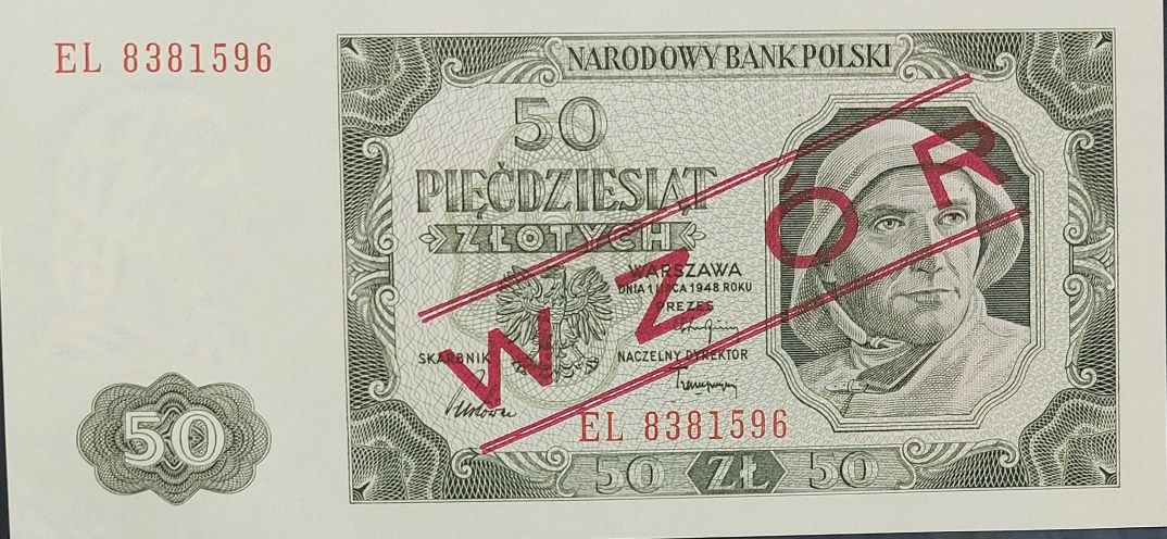 50 złotych 1948 wzór stan 1 UNC banknot kolekcjonerski