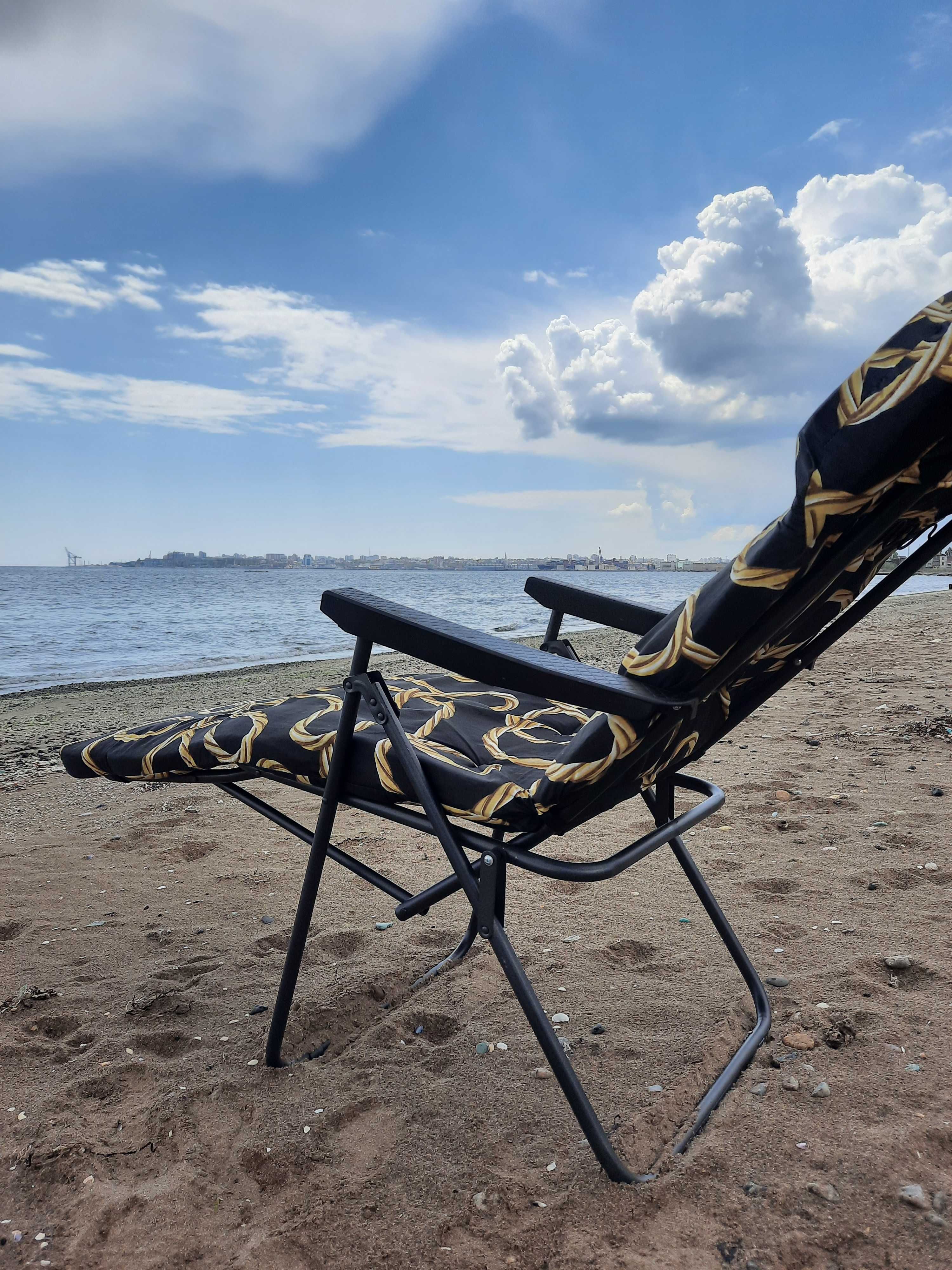 Пляжное кресло шезлонг с матрасом, 120 кг/пляжне крісло шезлонг