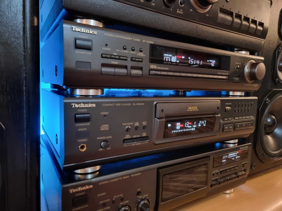 Wieża Technics 2 piloty kolumny gramofon +