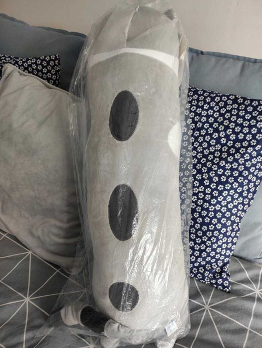 Duża Maskotka Pluszak Długi Kot Lucek 70 CM Szary Biały Na Prezent