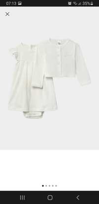 Nowy komplet 74 Carter's sukienkobody chrzest body sukienka białe