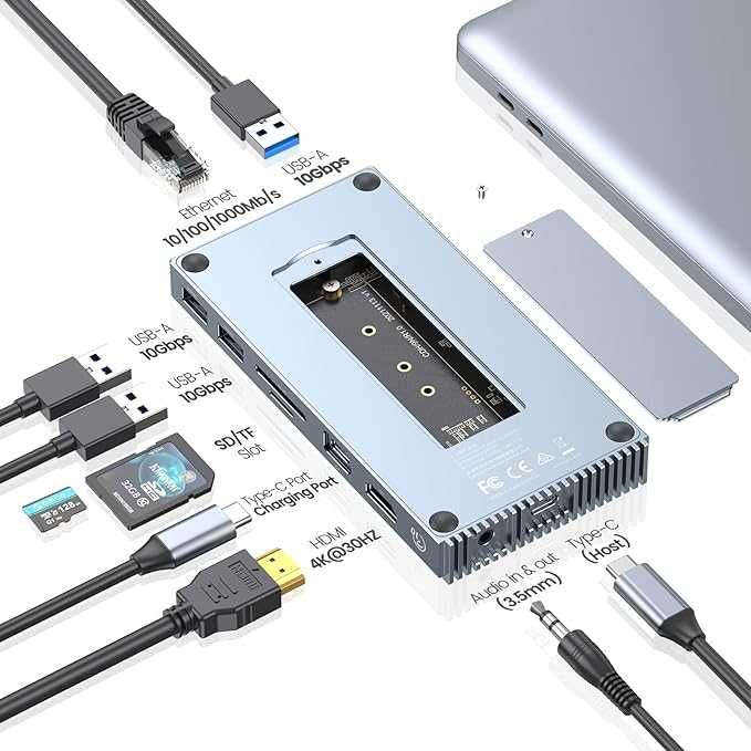 Orico USB-C 9w1 z obudową M.2 SSD NVMe hub stacja dokująca