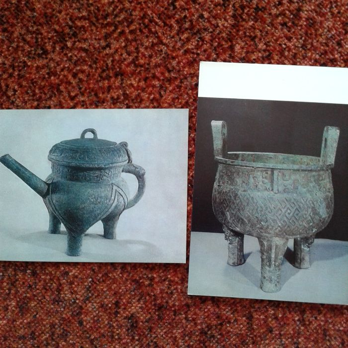 Chińskie starodawne wazy z brązu kolekcja 10 pocztówek