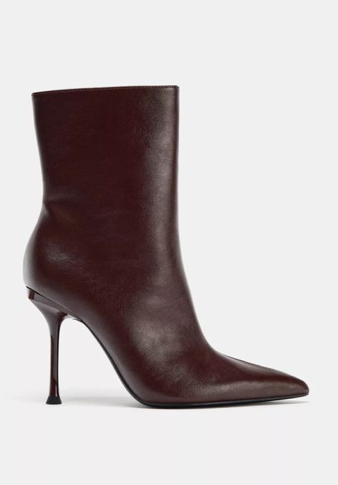 Топ продажів! Коричневі ботильйони на шпильці Zara, 38