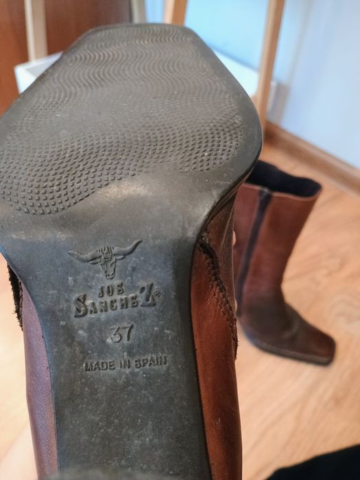 Brązowe skórzane botki JOSE SAENZ, Made in Spain, r. 37