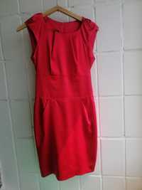Жіноча червона коктейльна атласна сукня женское платье