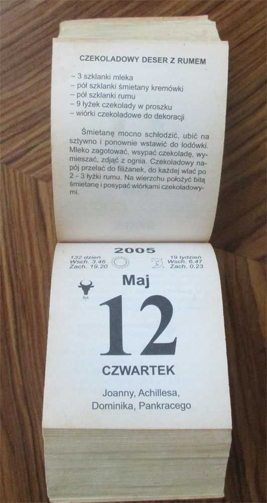 Kalendarz zdzierak - 2005 rok