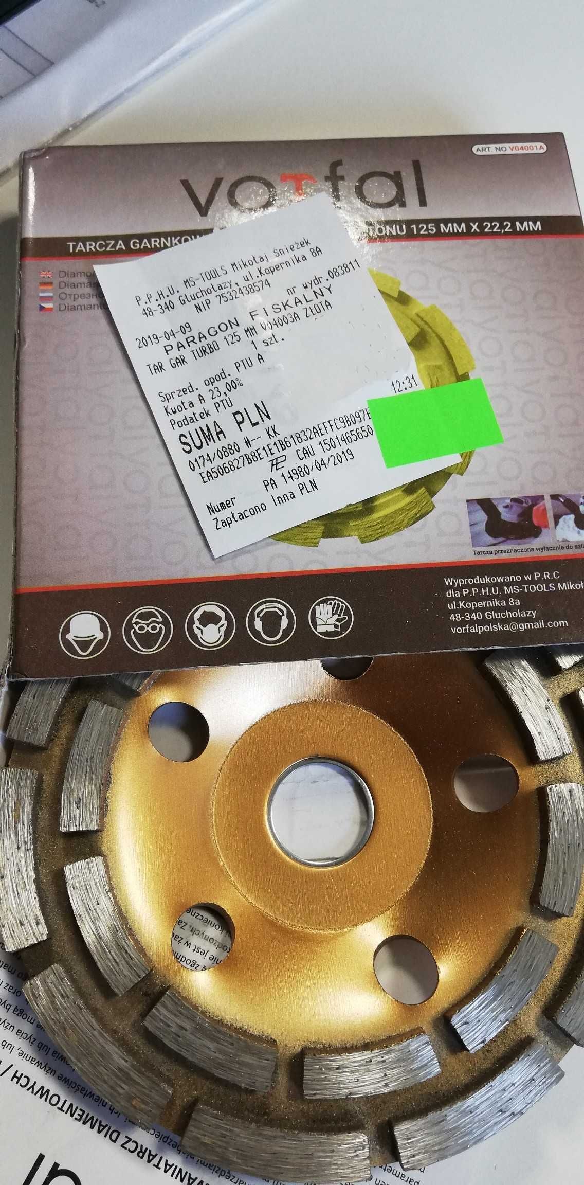 Tarcza garnkowa turbo 125mm segmentowa do szlifowania betonu jastrychu
