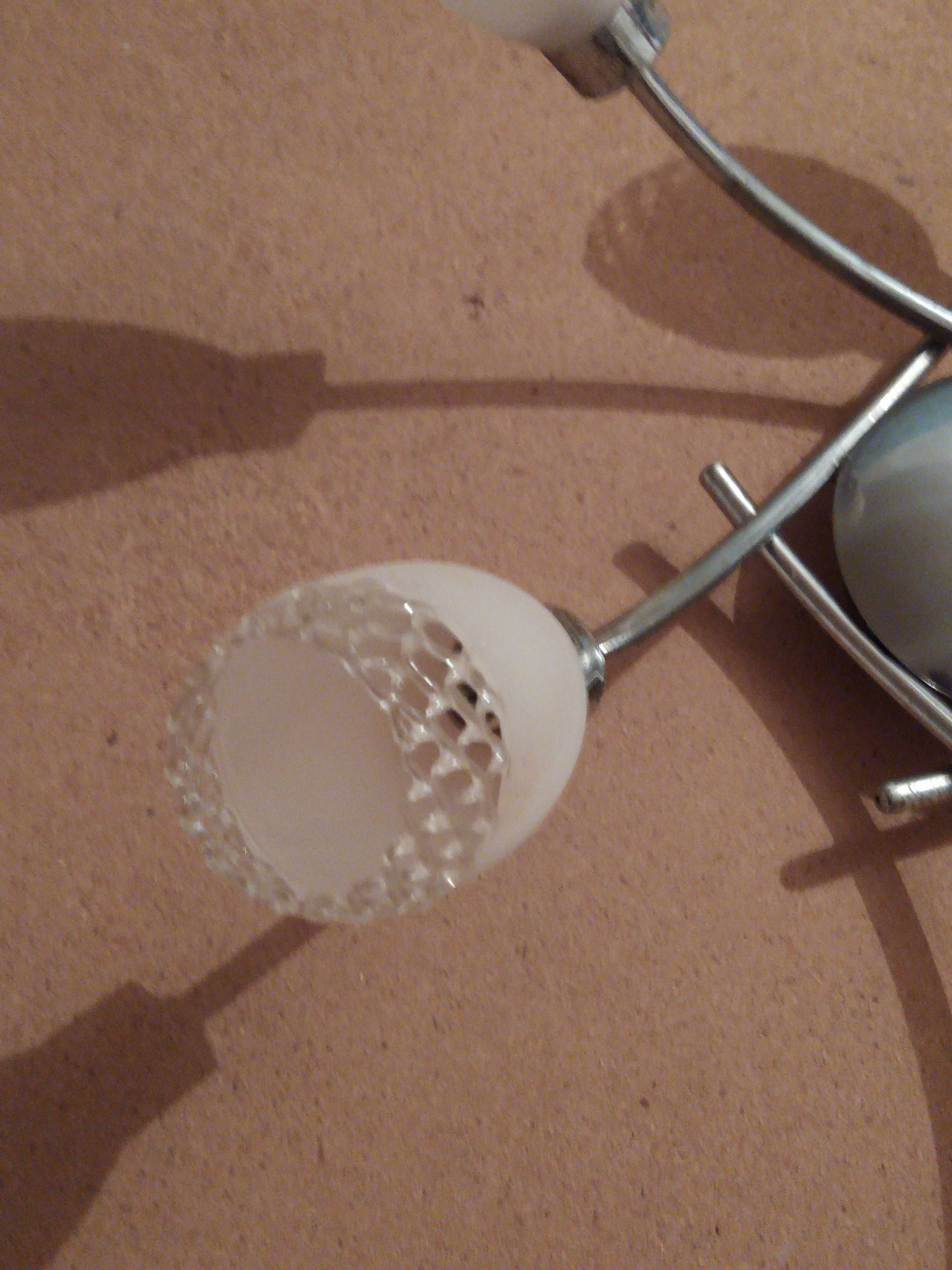 Conjunto de candeeiro + 2 apliques de parede em inox e vidro