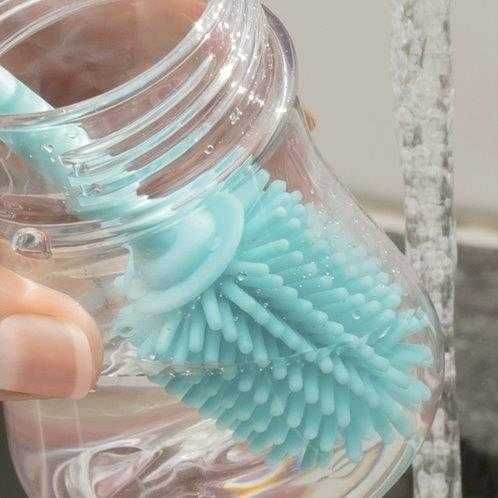 Chicco Szczotka silikonowa do mycia butelek i smoczków - niebieska