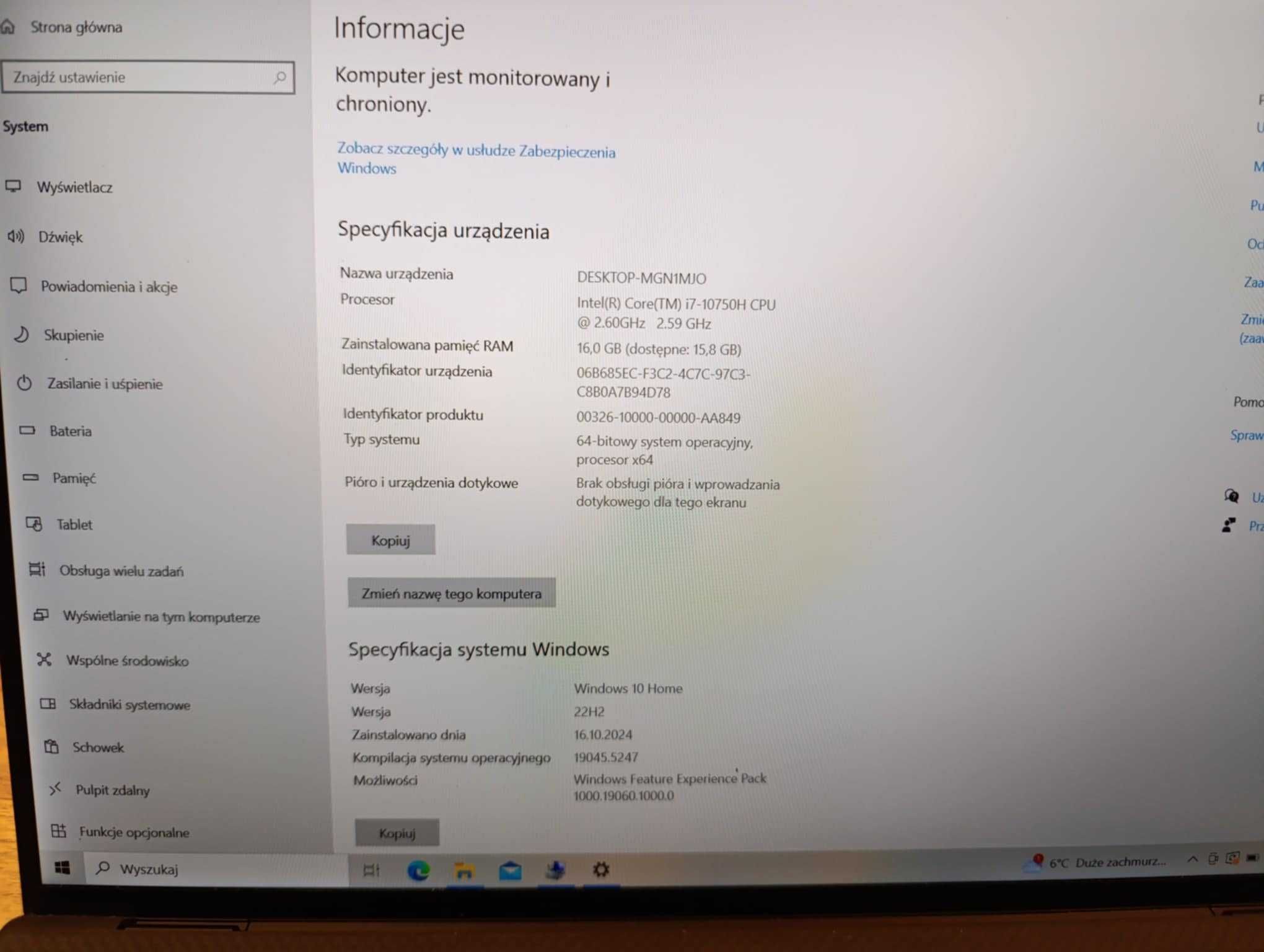 Dell Precision 5550 i7 2,6GHz 16GB 512GB Nvidia T1000 15,6" FHD Win11
