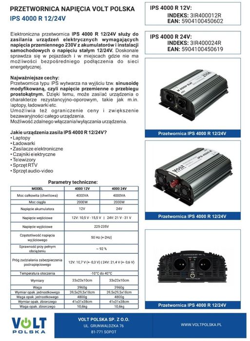 Автомобильный инвертор 4000W24v/4кв.