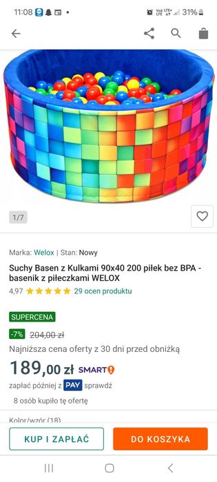 Basen kulki dzieci 90x40