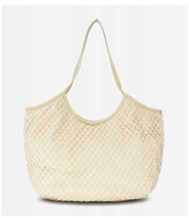 Duża torba letnia apaszka beżowa ażurowa plażowa lato wiosna