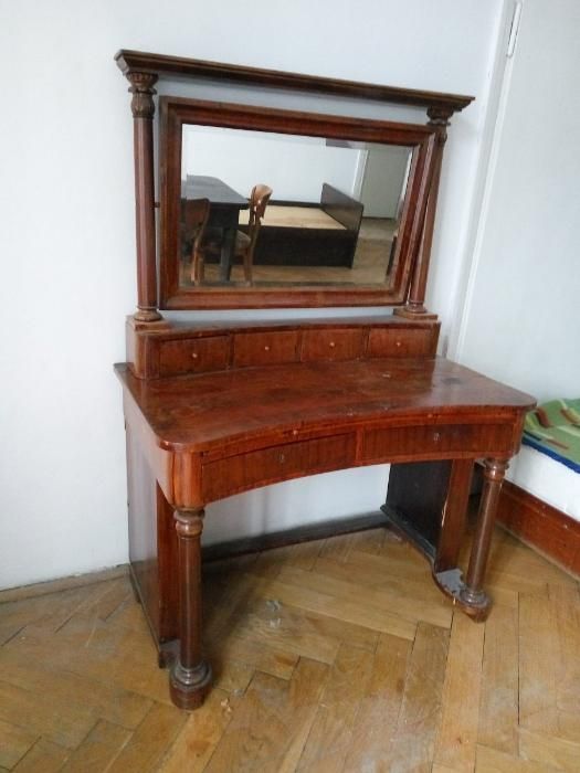 toaletka empire biurko z kryształowym lustrem oryg pocz XIX w antyk