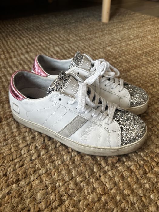 D.A.T.E. Białe Sneakersy z Brokatem, Rozmiar 36