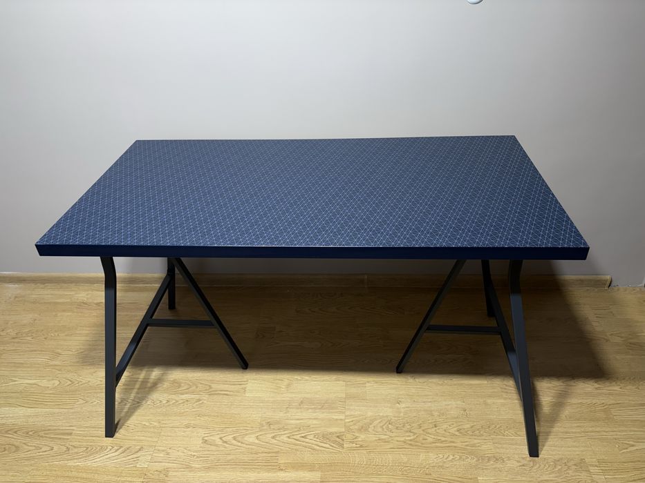 Biurko granatowe IKEA LINNMON blat + nogi