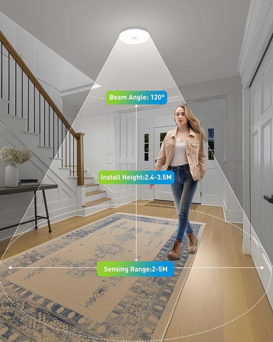 Lampa sufitowa LED 15W z czujnikiem ruchu 15cm IP44 3 barwy