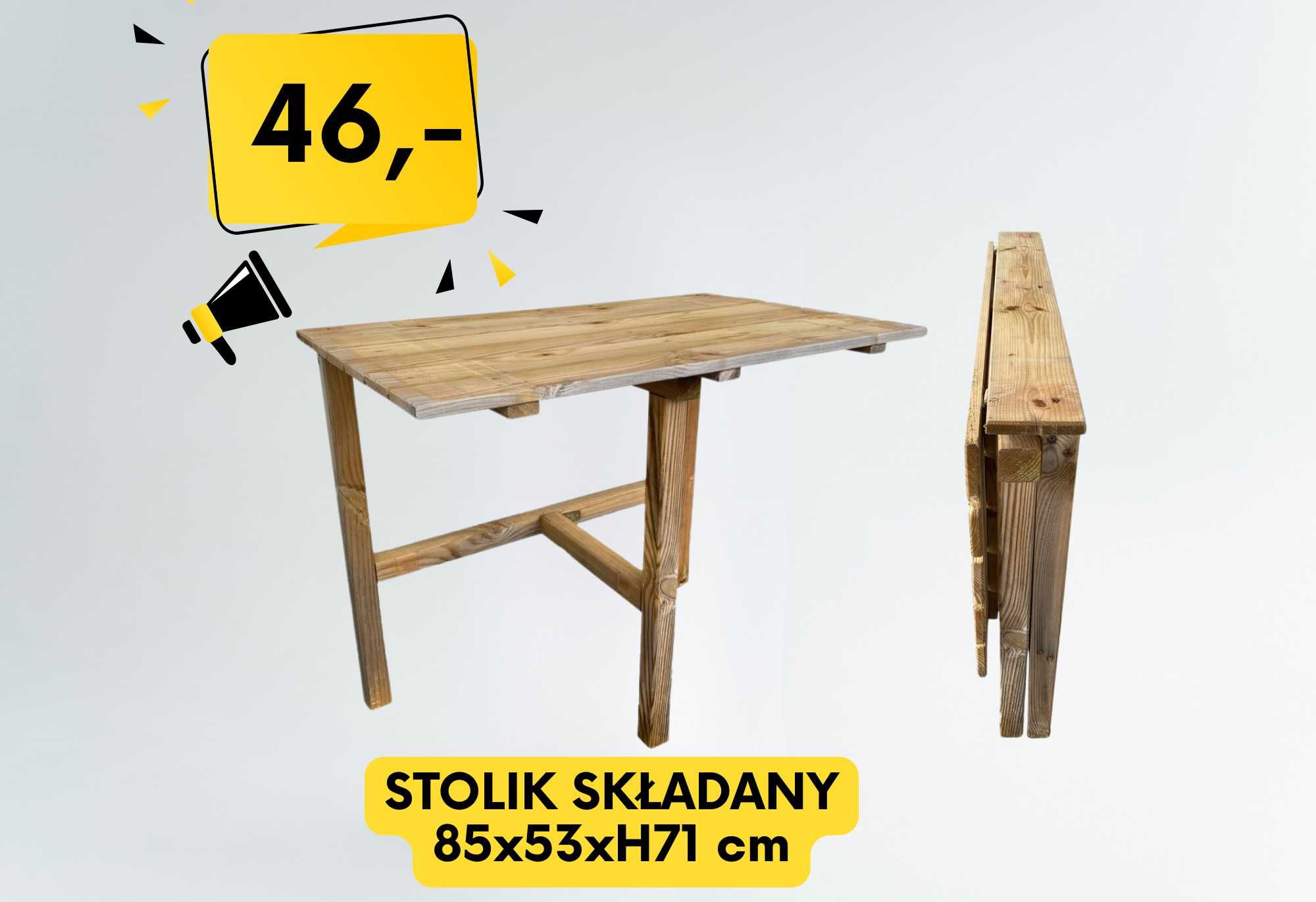 Stolik drewniany składany | Na taras | Balkon | Kompaktowy | Ogrodowy