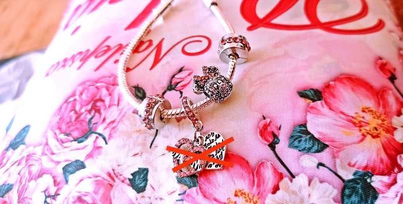 Srebrna bransoletka regulowana + charms Myszka Minnie DISNEY + klipsy