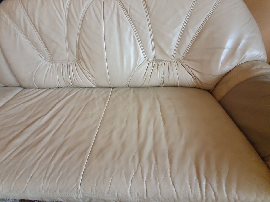 Narożnik jasna skóra naturalna sofa, kanapa