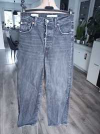 R.26 34/36 Levi's szare jeansy spodnie wysoki stan oversizowe damskie