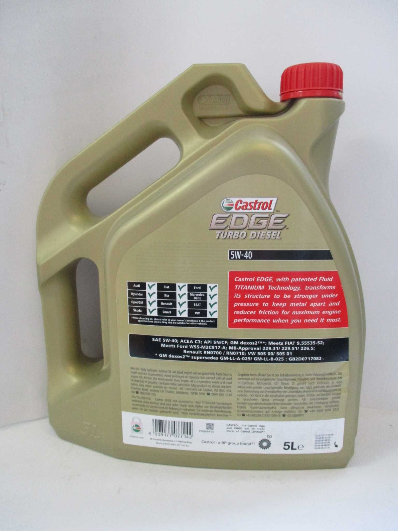 Castrol Edge 5W40 5L Turbo  Diesel 5L ACEA C3, API SN/CF,VW 505 00