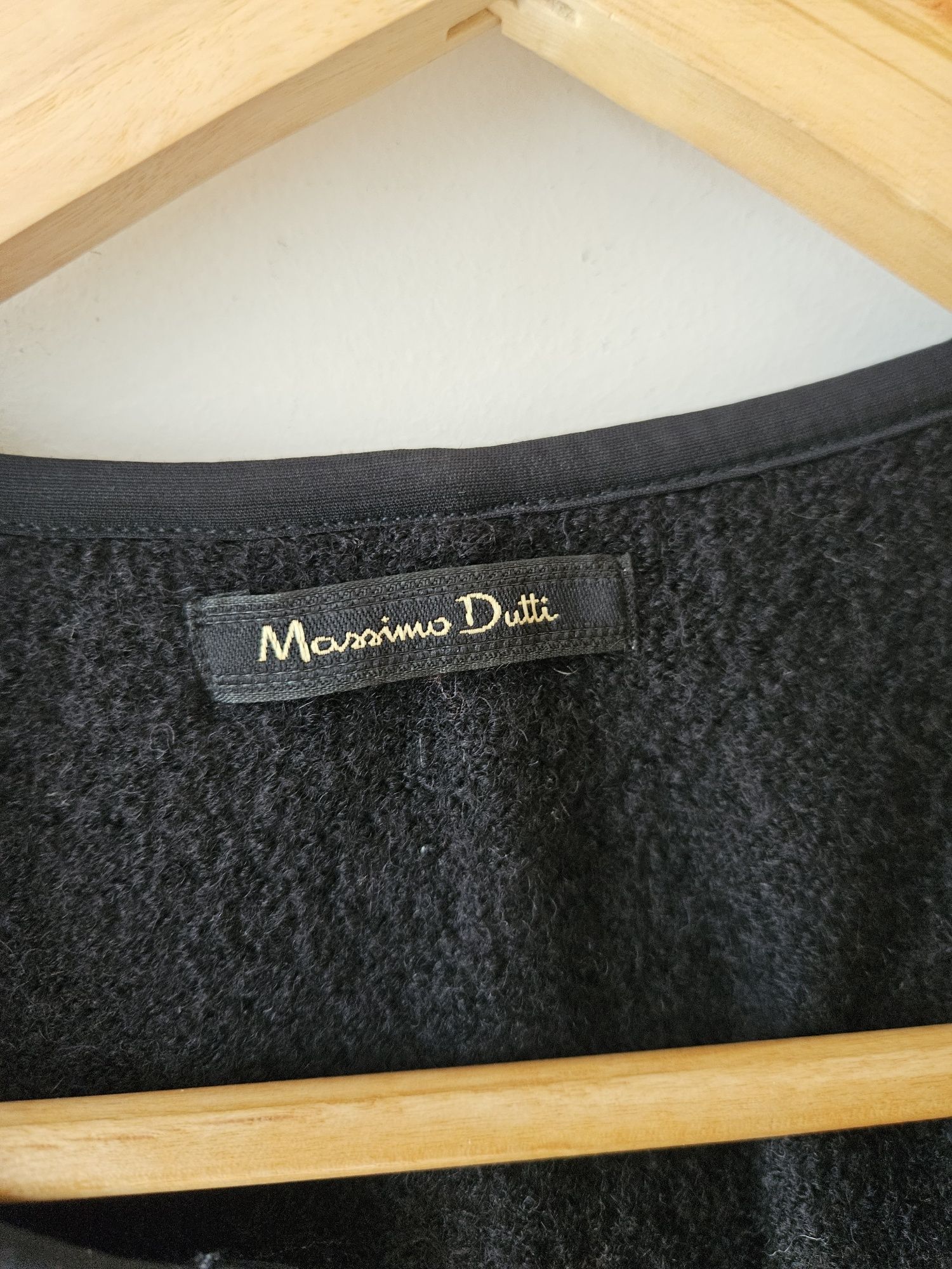 Czarny wełniany żakiet marynarka Massimo Dutti M 38