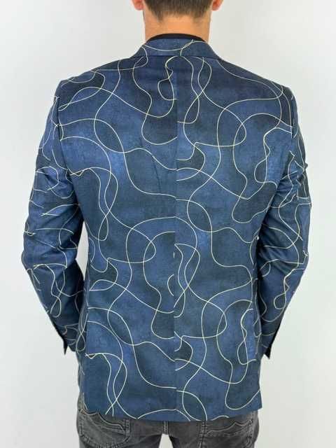 GIOVANNI PERA Marynarka męska D632 granatowa słoje niebieska elegancka