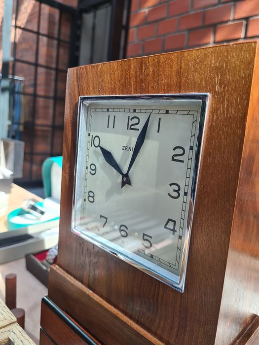 Zenith zegar biurkowy swiss made szwajcarski budzik na monety vintage