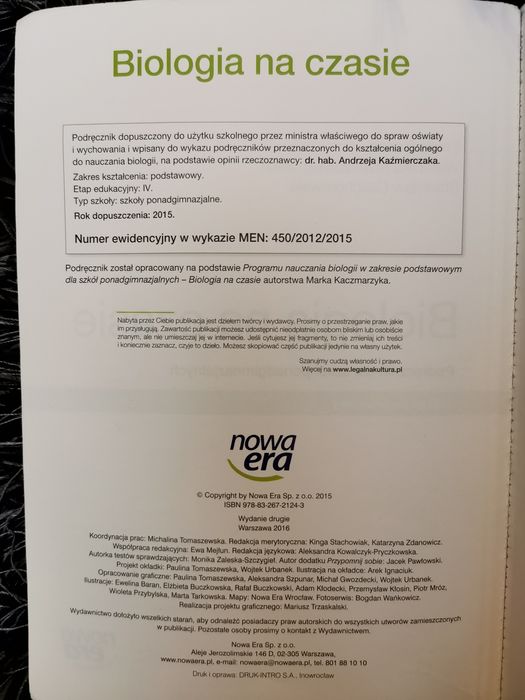 Biologia na czasie podręcznik zakres podstawowy