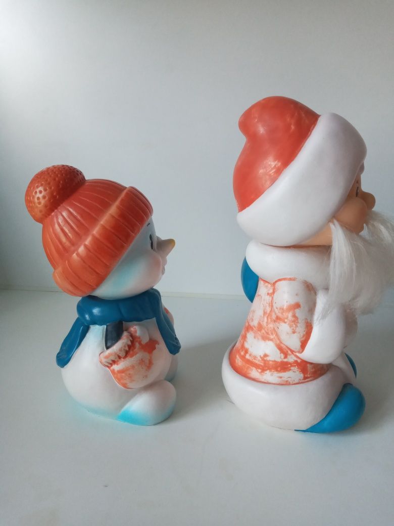 Резиновые игрушки дед Мороз снеговик