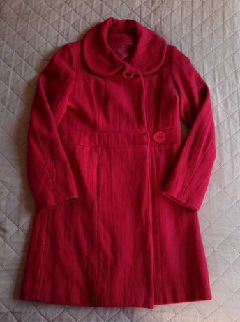Płaszcz elegancki 40 L 42 XL New Look wełna czerwony stylowy super