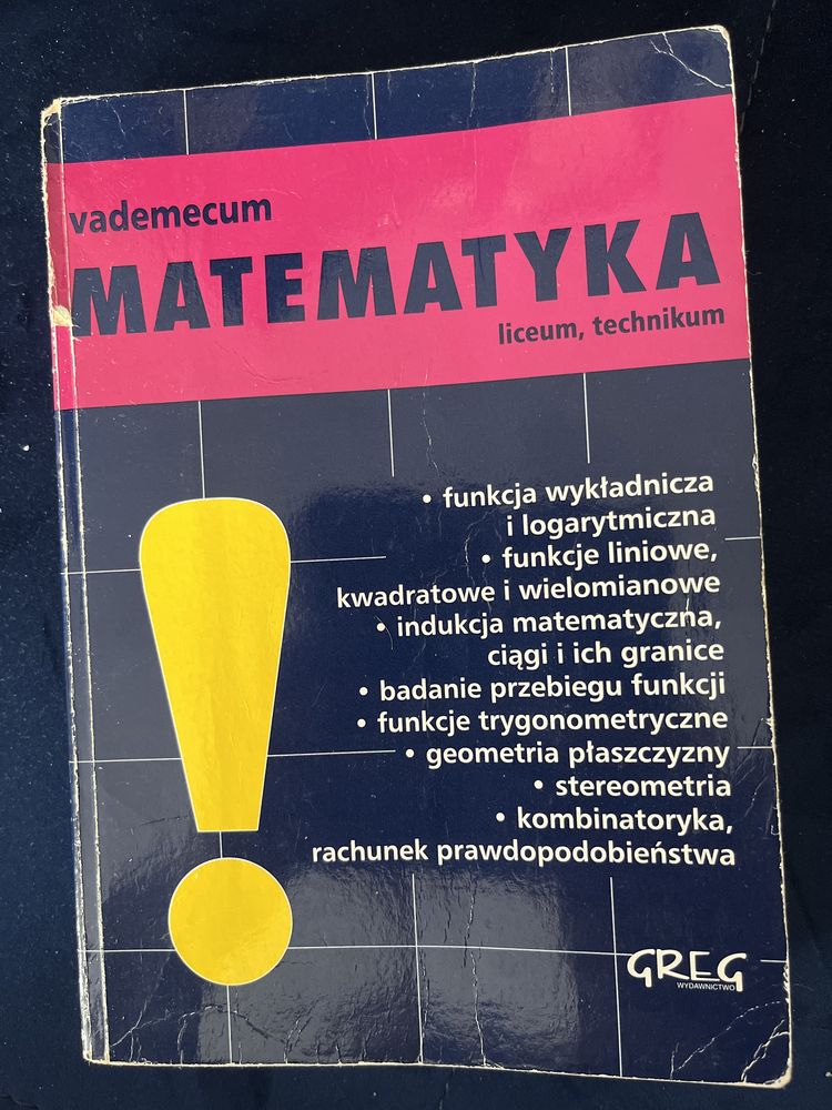 Vademecum matematyka liceum, technikum GREG