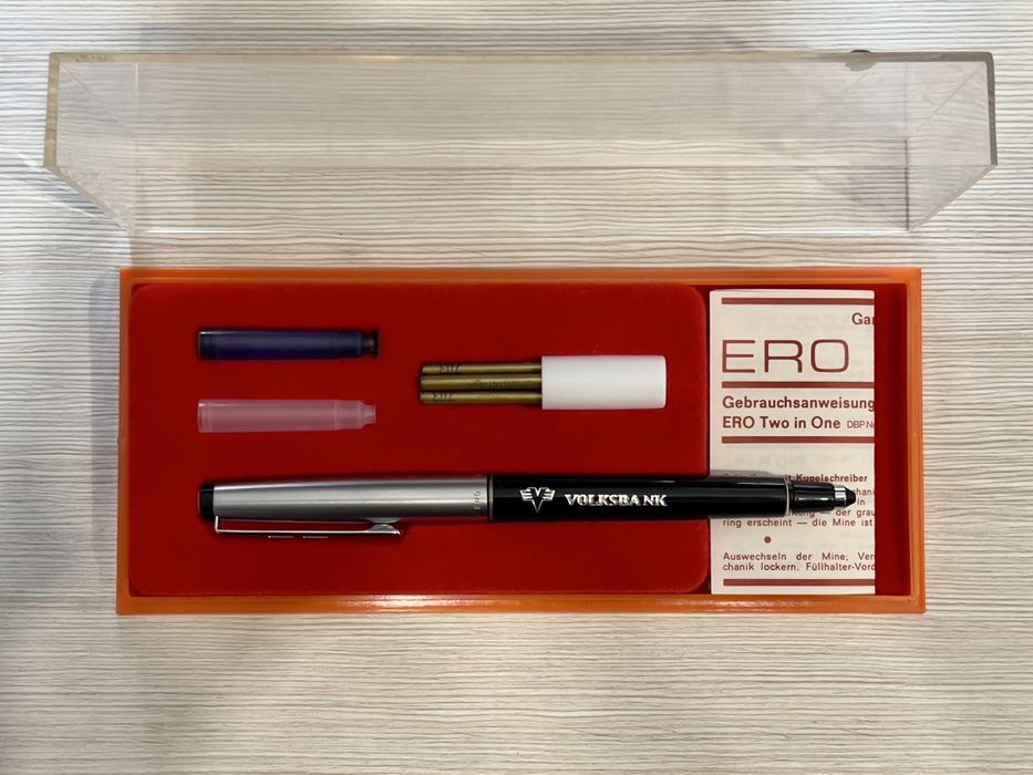 Pióro EROgraph Volksbank • komplet 5 tulejek • vintage