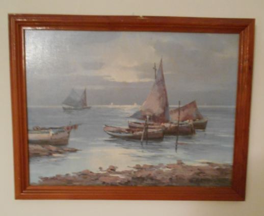 Bonito quadro com paisagem marítima - Reprodução (45 cm x 35 cm).
