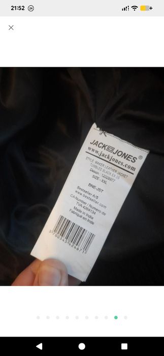 Куртка бомбер чоловіча чорна натуральна jack&jones