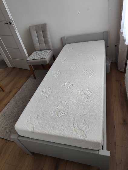 łóżko jednoosobowe, drewniane, szare, 80x200